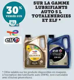 Hyper U Sur la gamme lubrifiants auto totalenergies et elf offre