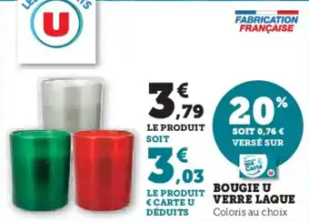 Hyper U Bougie u verre laque offre