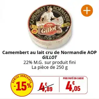 Coccimarket Camembert au lait cru de normandie aop gillot offre