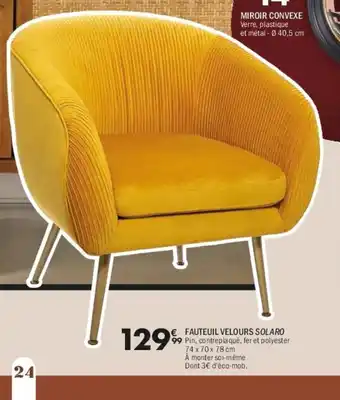 La Foir'Fouille Fauteuil velours solaro offre