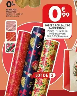La Foir'Fouille Lot de 3 rouleaux de papier cadeau offre