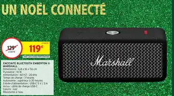 Intermarché Hyper MARSHALL Enceinte bluetooth emberton ii offre