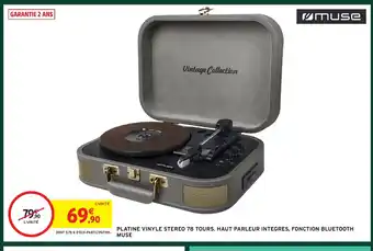 Intermarché Hyper MUSE Platine vinyle stereo 78 tours. haut parleur integres, fonction bluetooth offre