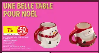 Intermarché Hyper Mug de noël avec compartiment à biscuit table et saveurs offre