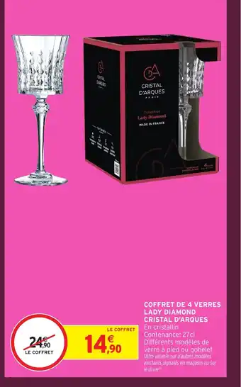 Intermarché Hyper Coffret de 4 verres lady diamond cristal d'arques offre