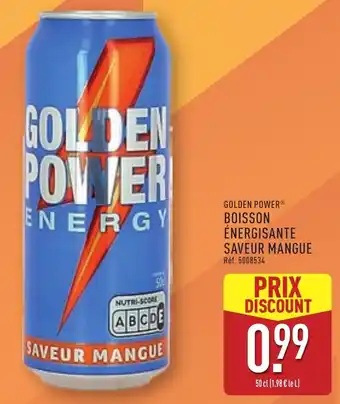 ALDI Golden power boisson énergisante saveur mangue offre
