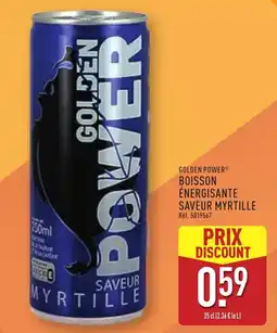 ALDI Golden power boisson énergisante saveur myrtille offre