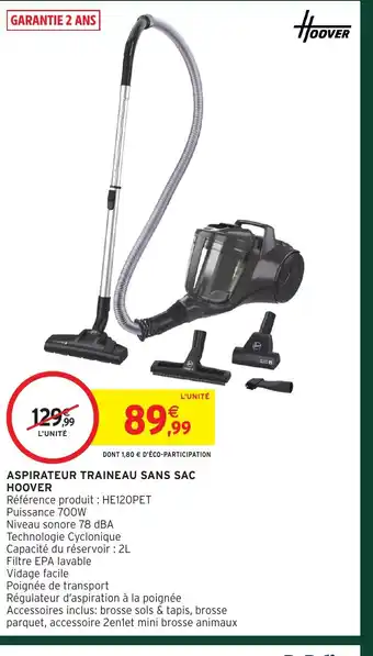 Intermarché Hyper HOOVER Aspirateur traineau sans sac offre