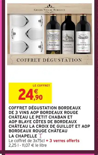 Intermarché Hyper Coffret dégustation bordeaux de 3 vins offre