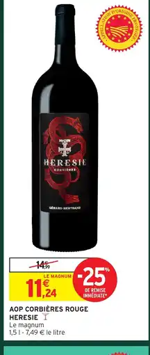 Intermarché Hyper HERESIE Aop corbières rouge offre