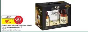 Intermarché Hyper TRIPLE SECRET DES MOINES Coffret 4 bières blonde triple + 1 verre offre