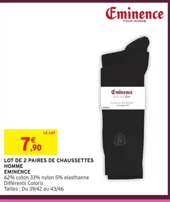 Intermarché Hyper EMINENCE Lot de 2 paires de chaussettes homme offre
