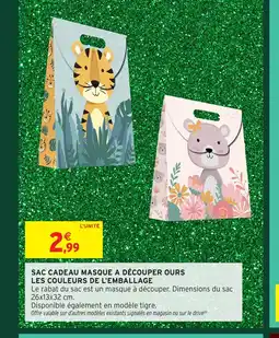 Intermarché Hyper Sac cadeau masque a découper ours les couleurs de l'emballage offre