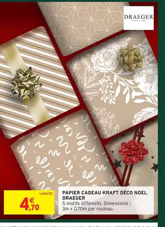 Intermarché Hyper Papier cadeau kraft déco noel draeger offre