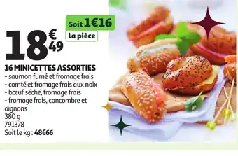 Auchan 16 minicettes assorties offre
