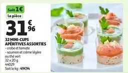 Auchan 32 mini-cups apéritives assorties offre