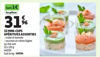 Auchan 32 mini-cups apéritives assorties offre