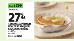 Auchan 4 coquilles premium noix de st jacques sauce champagne offre