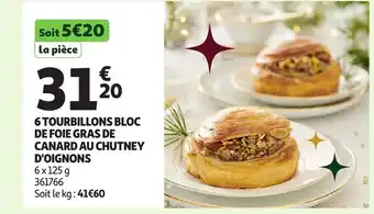 Auchan 6 tourbillons bloc de foie gras de canard au chutney d'oignons offre