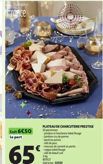 Auchan Plateau de charcuterie prestige offre