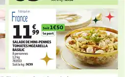 Auchan Salade de mini-pennes tomates mozarella basilic offre