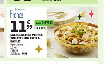 Auchan Salade de mini-pennes tomates mozarella basilic offre