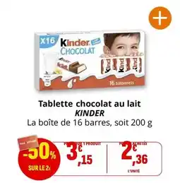 Coccinelle Express Kinder - tablette chocolat au lait offre