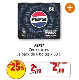 Coccinelle Express Pepsi - zéro sucres le pack de 6 boîtes offre