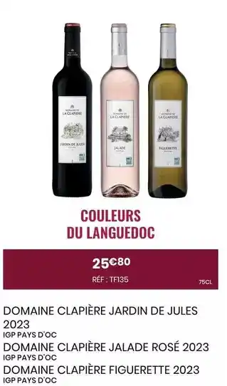 Nicolas Domaine clapéière jardin de jules offre