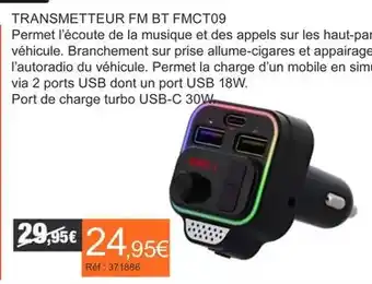 Autobacs Transmétteur fm bt fmct09 offre