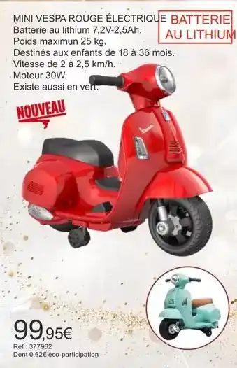 Autobacs Mini vespa rouge électrique offre