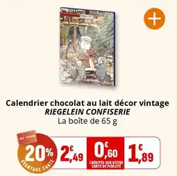 Coccimarket Calendrier chocolat au lait décor vintage riegelein confiserie offre