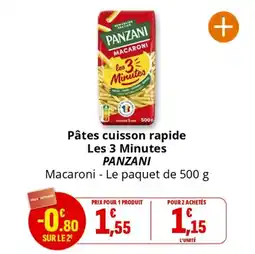Coccimarket Pâtes cuisson rapide les 3 minutes panzani offre