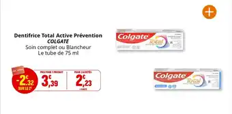 Coccimarket Dentifrice total active prévention colgate offre