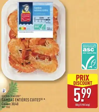 ALDI Golden seafood gambas entières cuites offre