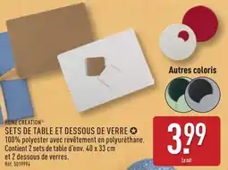 ALDI Home creation sets de table et dessous de verre offre
