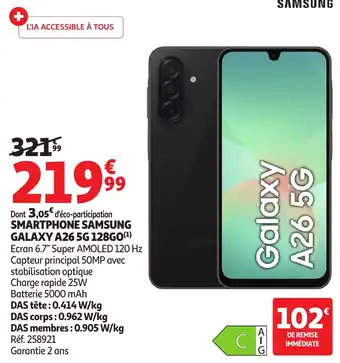 Auchan Smartphone samsung galaxy a26 5g 128go(¹) offre