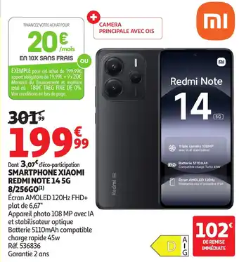 Auchan Smartphone xiaomi redmi note 14 5g 8/256go offre