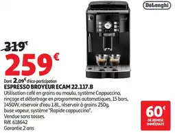 Auchan Espresso broyeur ecam 22.117.b offre