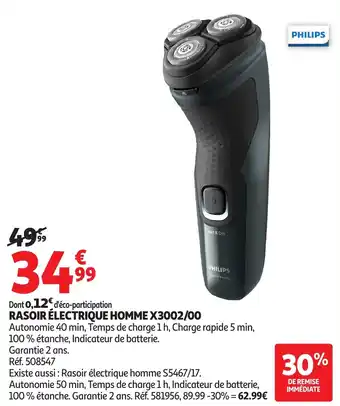 Auchan Rasoir électrique homme x3002/00 offre