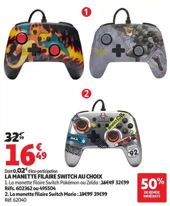Auchan La manette filaire switch au choix offre