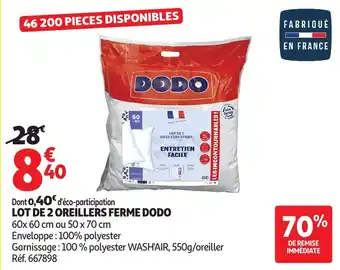 Auchan Lot de 2 oreillers ferme dodo offre