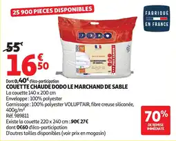 Auchan Couette chaude dodo le marchand de sable offre