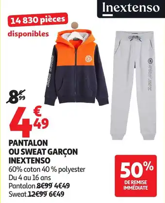 Auchan Pantalon ou sweat garçon inextenso offre