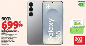 Auchan Smartphone samsung s25 5g 128go offre