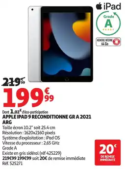 Auchan Apple ipad 9 reconditionne gr a 2021 arg offre