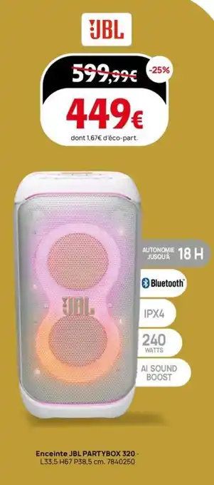 Darty Enceinte JBL PARTYBOX 320- offre