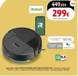 Darty Aspirateur robot irobot roomba 205combo compactor offre
