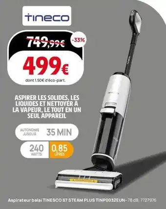 Darty Aspirateur balai tinesco s7 steam plus tinp0032eun offre