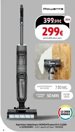 Darty Aspirateur balai laveur rowenta sans fil x-clean offre